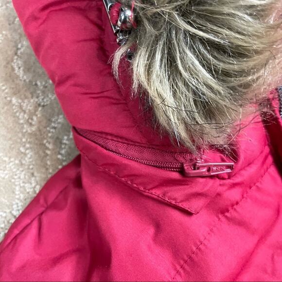 Susan Graver Long Red Hooded Women’s Jacket Coat Size Small - Picture 7 of 7